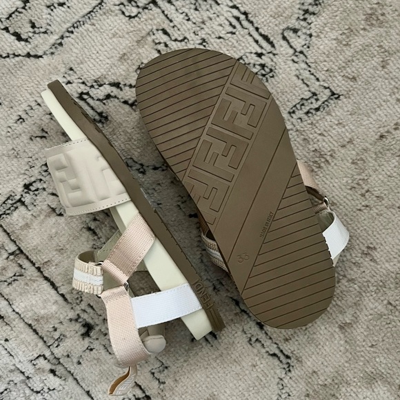 *SOLD* Fendi FF Logo Embossed Sandals - Picture 5 of 12